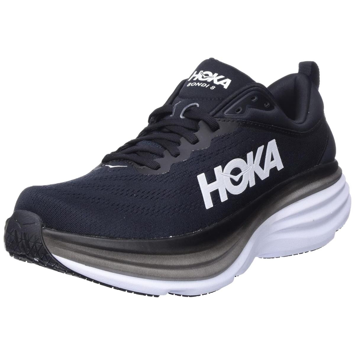 Hoka Men`s Bondi 8 Sneaker Black/white 11 Wide