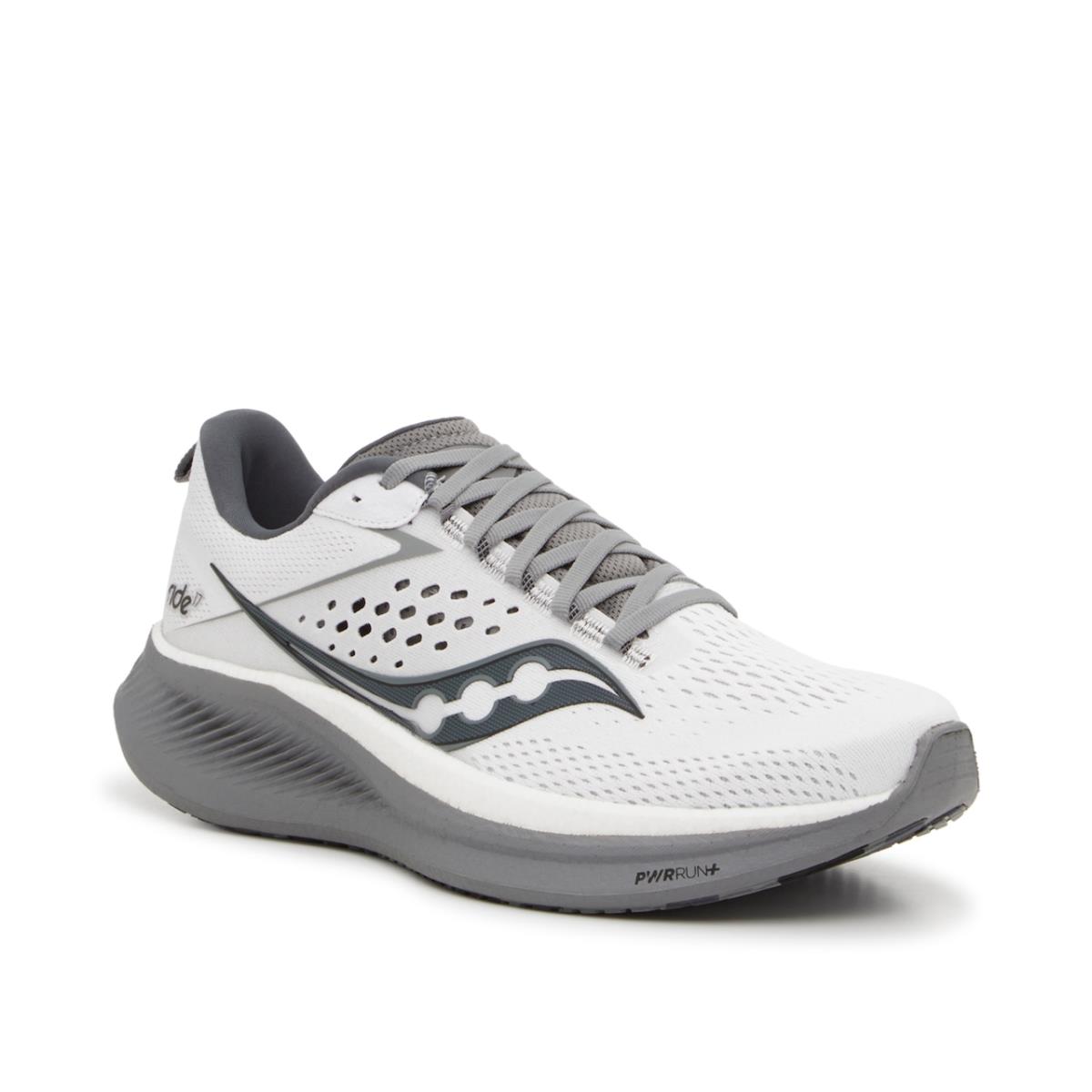 Man`s Sneakers Saucony Ride 17 Running Shoe - White/Black/Dark Grey