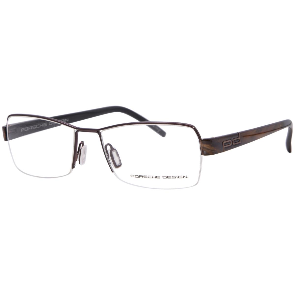 Porsche Design P8210-B Eyeglasses Dark Brown Semi Rim Square Shape 53mm