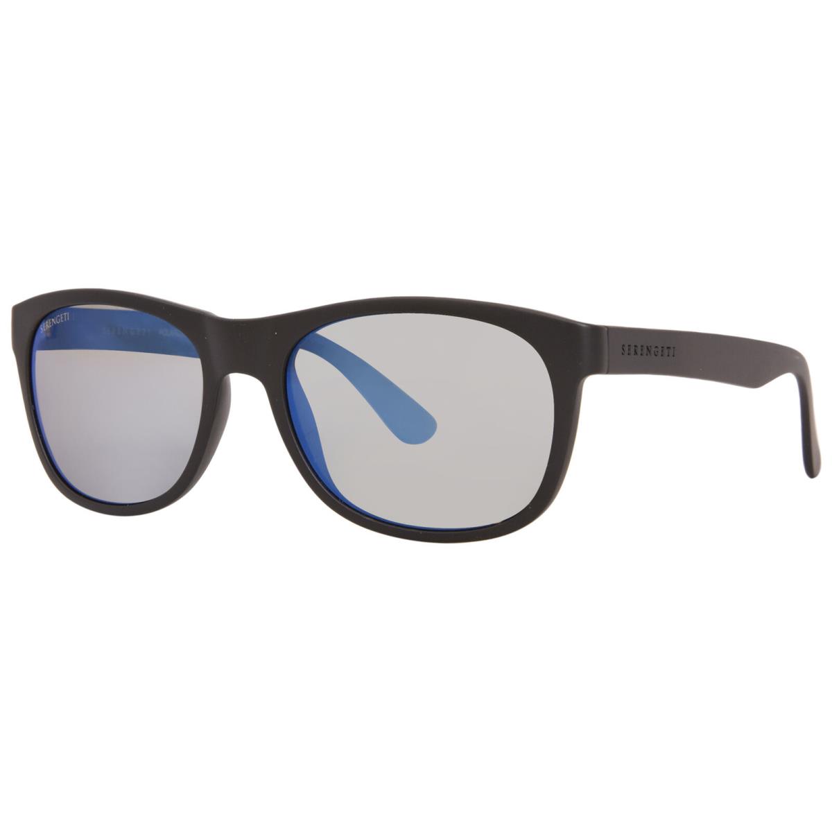 Serengeti Anteo 8668 Sunglasses Satin Black/blue Mirror 555NM Round Shape 55mm