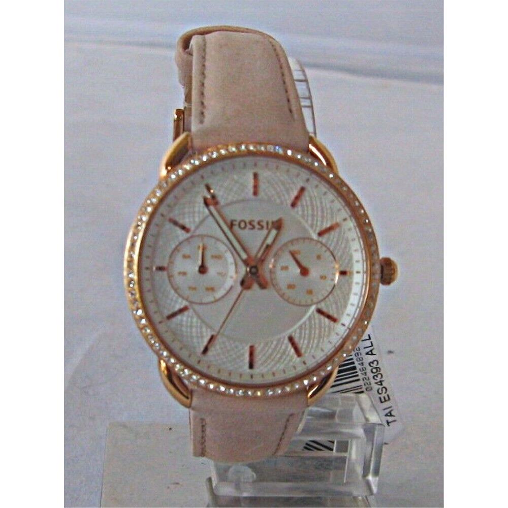 Fossil - Ladies Tailor Multifunction Rose Gold Tone Blush Leather Watch ES4393