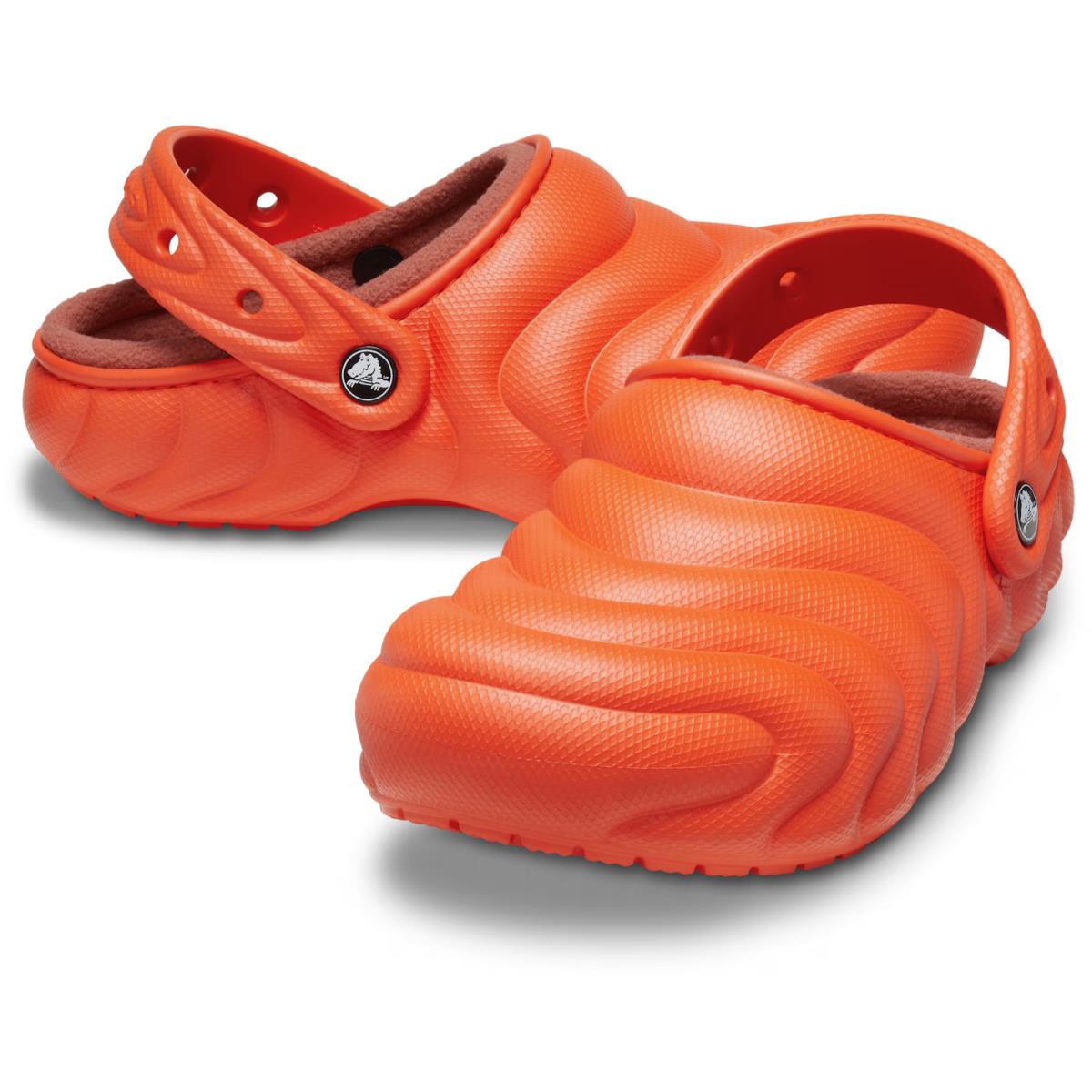 Crocs Classic Lined Overpuff Clogs Crocs Lava Orange Sandals Shoes Slide - Orange