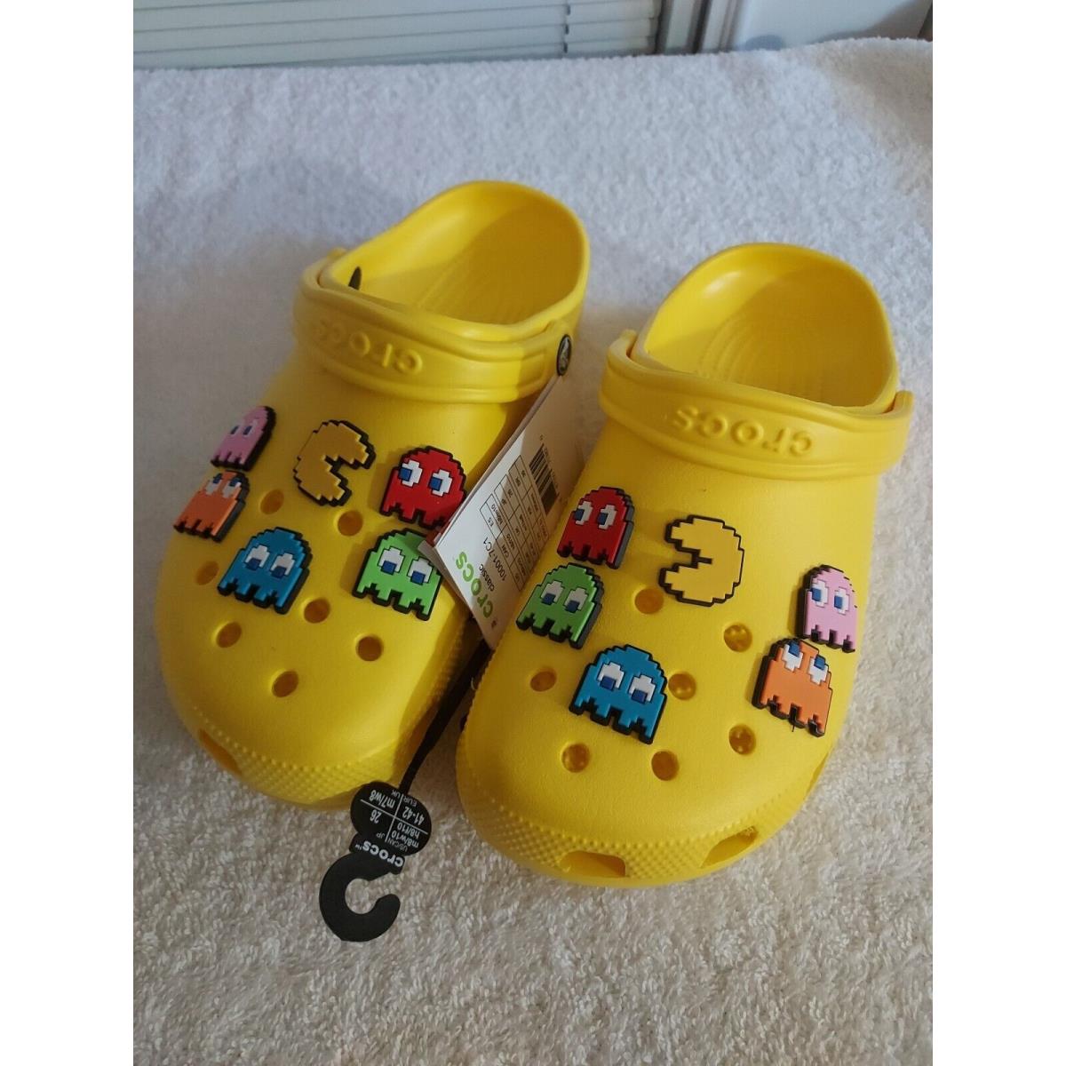 Wmns Crocs Size 10 Pac-man Yellow Clogs