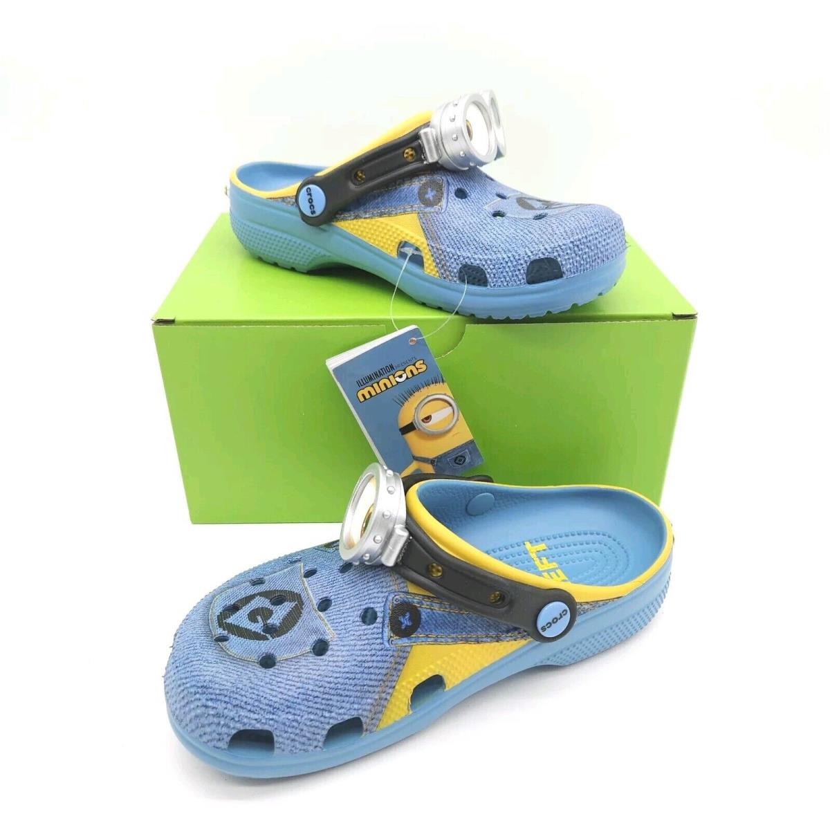 Crocs Despicable Me 4 Minions Unisex Womens 6 Mens 4 Clogs Slip On Shoes Box - Blue Denim/Yellow