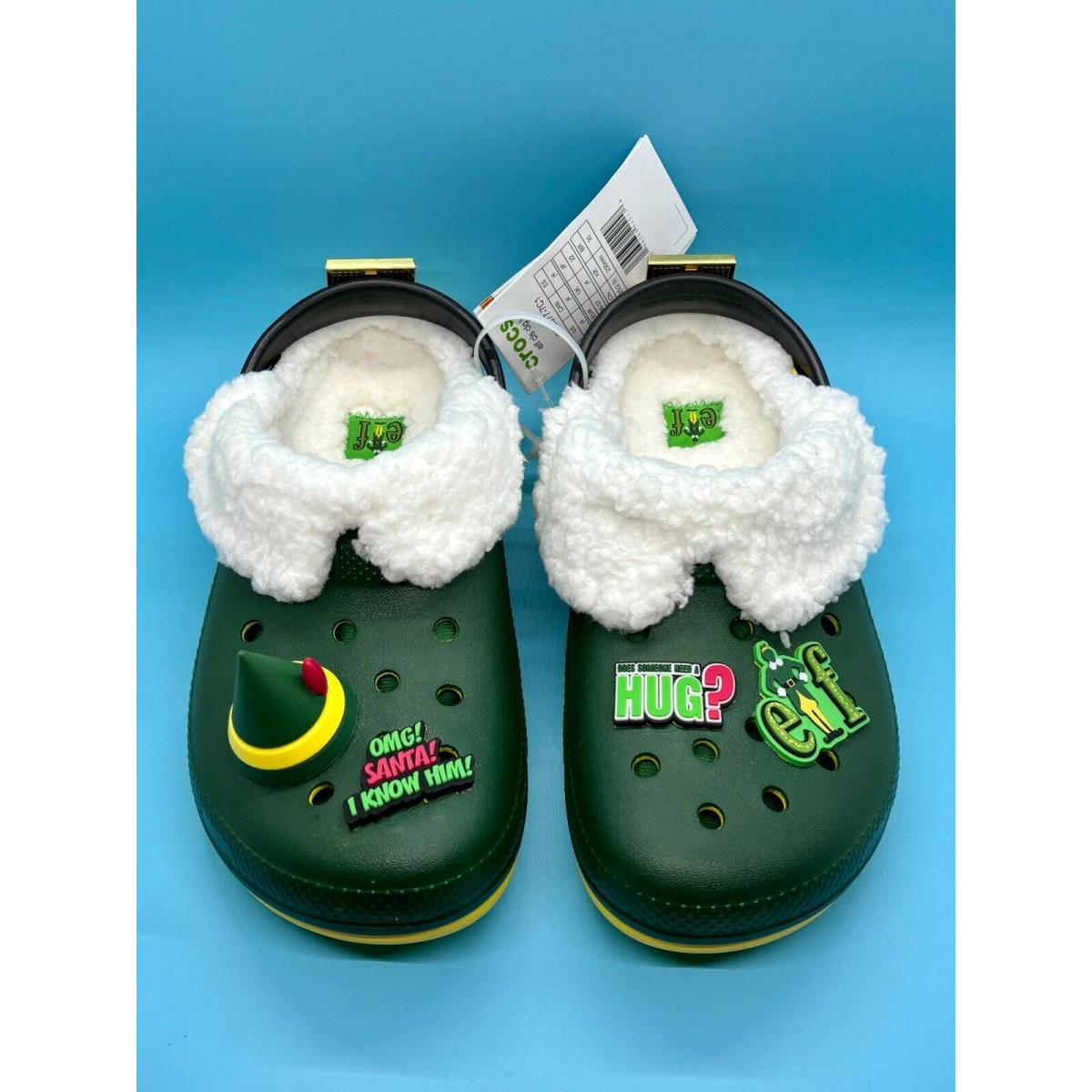 Crocs Buddy The Elf Lined Christmas Clogs J4/W6/M4 209377-7C1