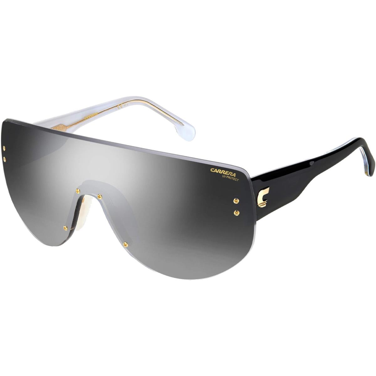 Carrera Flaglab 12 Rimless Shield Sunglasses - FLAGLAB12 Silver-Tone Black/Grey Gradient Silver Mirror (079