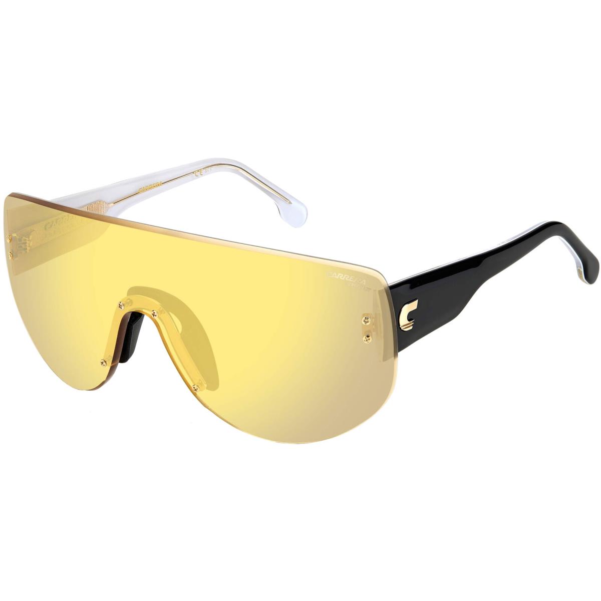 Carrera Flaglab 12 Rimless Shield Sunglasses - FLAGLAB12 Yellow Black/Gold Mirror (04CW-ET)