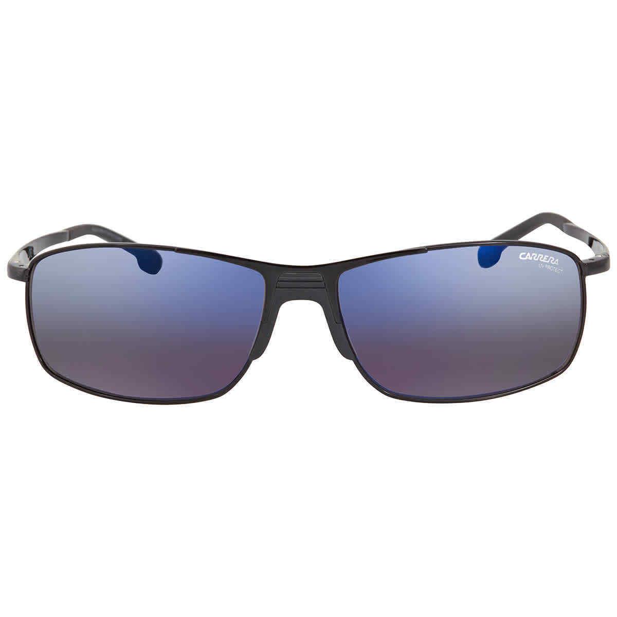 Carrera Grey Blue Mirror Rectangular Men`s Sunglasses Carrera 8039/S 0807/XT 60