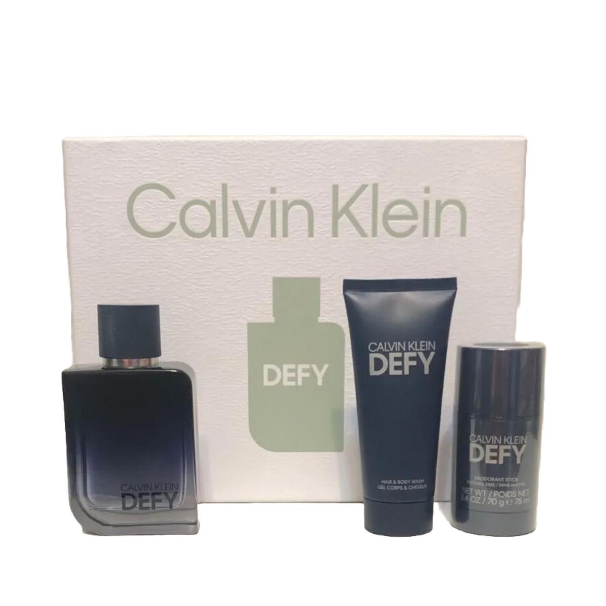 Calvin Klein Defy Gift Set 3 Pieces Edp Deodorant Hair Body Wash