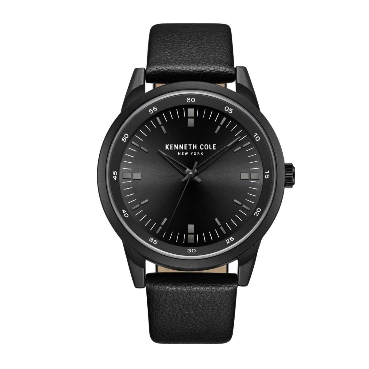 Kenneth Cole York Men`s Watch with Black Leather Strap KCWGA2270502