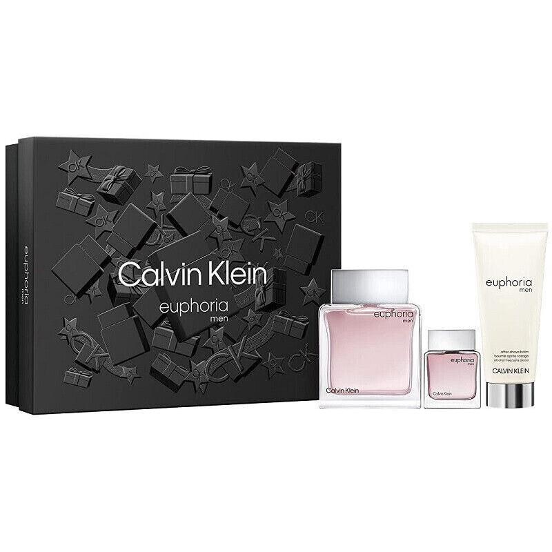 Euphoria Calvin Klein 3 Pcs Men 3.4 oz Edt Spray 0.5 oz Mini 3.4 oz A/s Balm