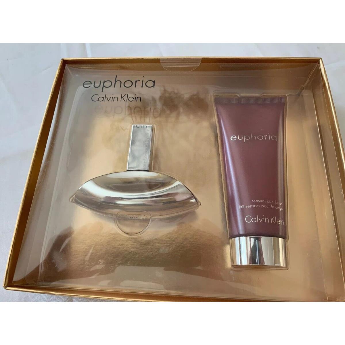 Euphoria Calvin Klein 2 PC Gift Set: Edp Spray 1 fl oz Skin Lotion 3.4 oz -nos