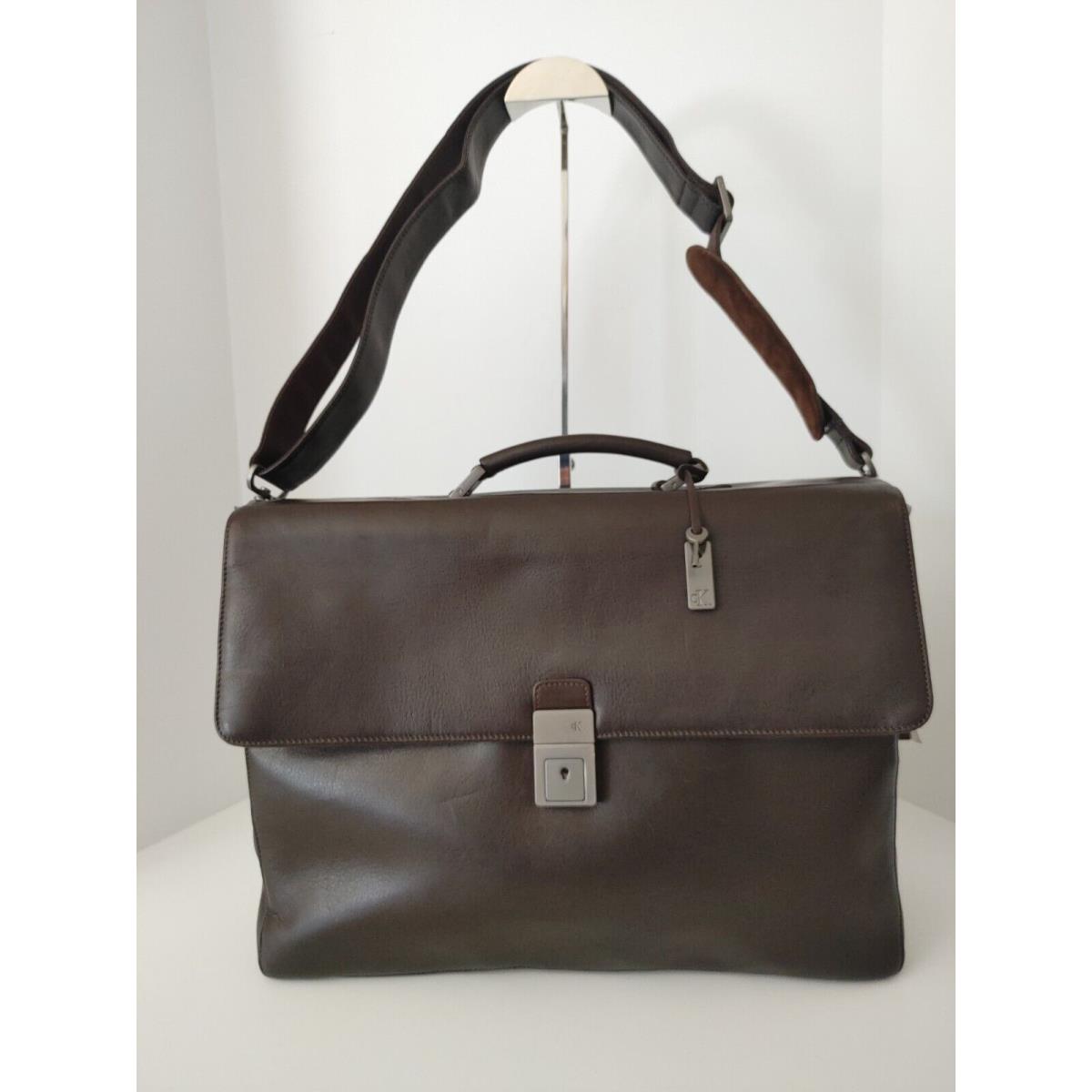 Messenger Bag Brown Calvin Klein Business Soft Leather Briefcase