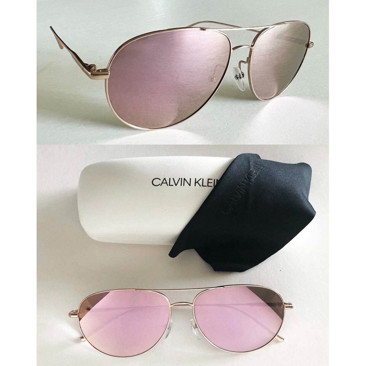 Calvin Klein CK2155S Aviator Rose Gold Frame Mirrored Lenses RV$215