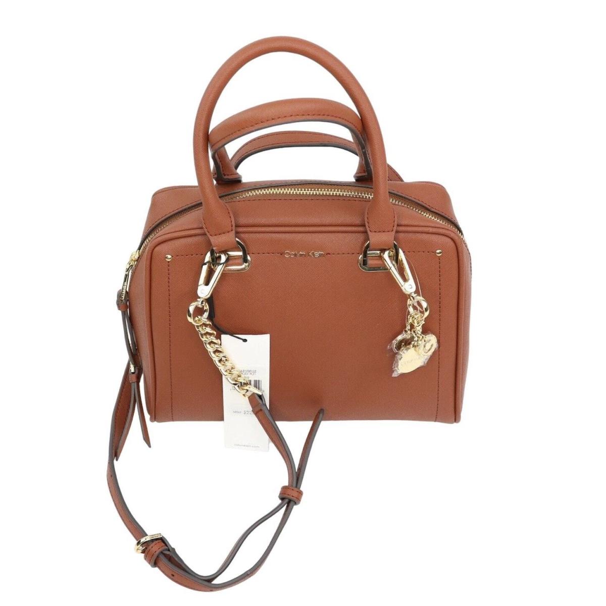 Calvin Klein Marybelle Saffiano Pvc Top Zip Satchel Bag Brown