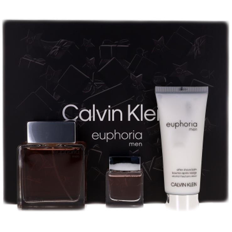 Euphoria By Calvin Klein For Men Set: Edt + Edt + Asb 3.3oz+0.5oz+3.3oz