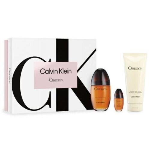 Obsession by Calvin Klein For Women 3pc Gift Set 3.3 oz Edp + Body Lotion + Mini