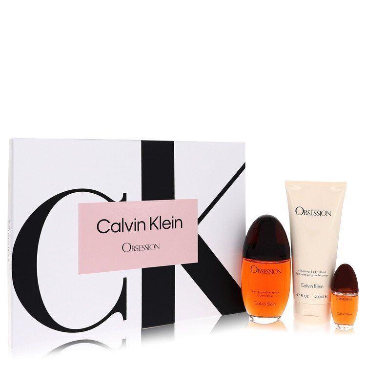 Obsession by Calvin Klein 3pc Gift Set Edp Sprays + Body Lotion + Mini For Women