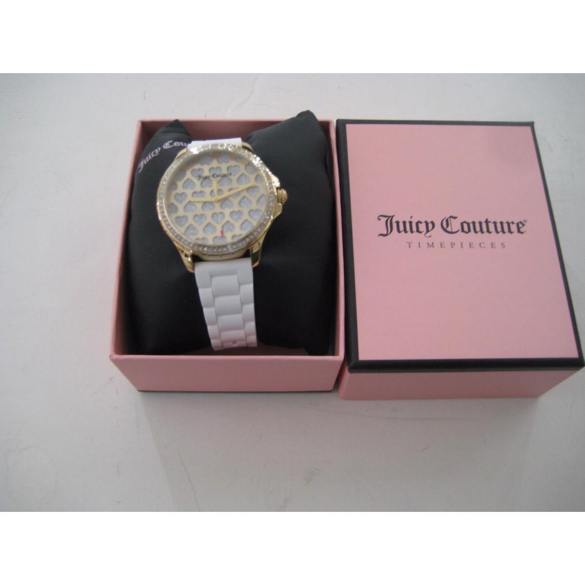 Juicy Couture 1901298 Gwen Silver Heart Dial White Silicone Band Women`s Watch