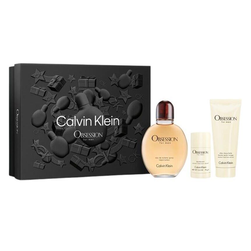 Obsession by Calvin Klein For Men 3 Pcs Gift Set 4.2 oz Edt + After Shave + Deo