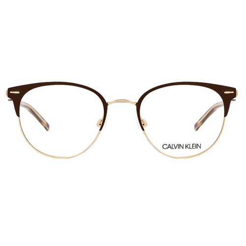 Calvin Klein CK21303 200 Women`s Round Satin Brown Gold Optical Eyeglasses