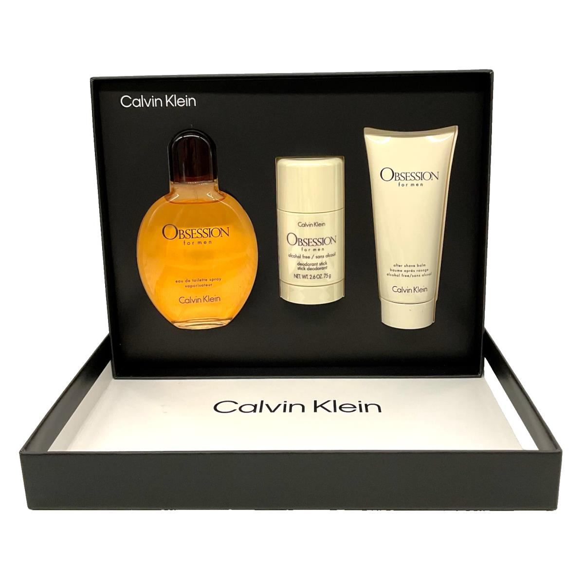 Calvin Klein Obsession For Men 3pc Gift Set - 4.2oz EDT+2.6oz Deo+3.3oz A/s Balm