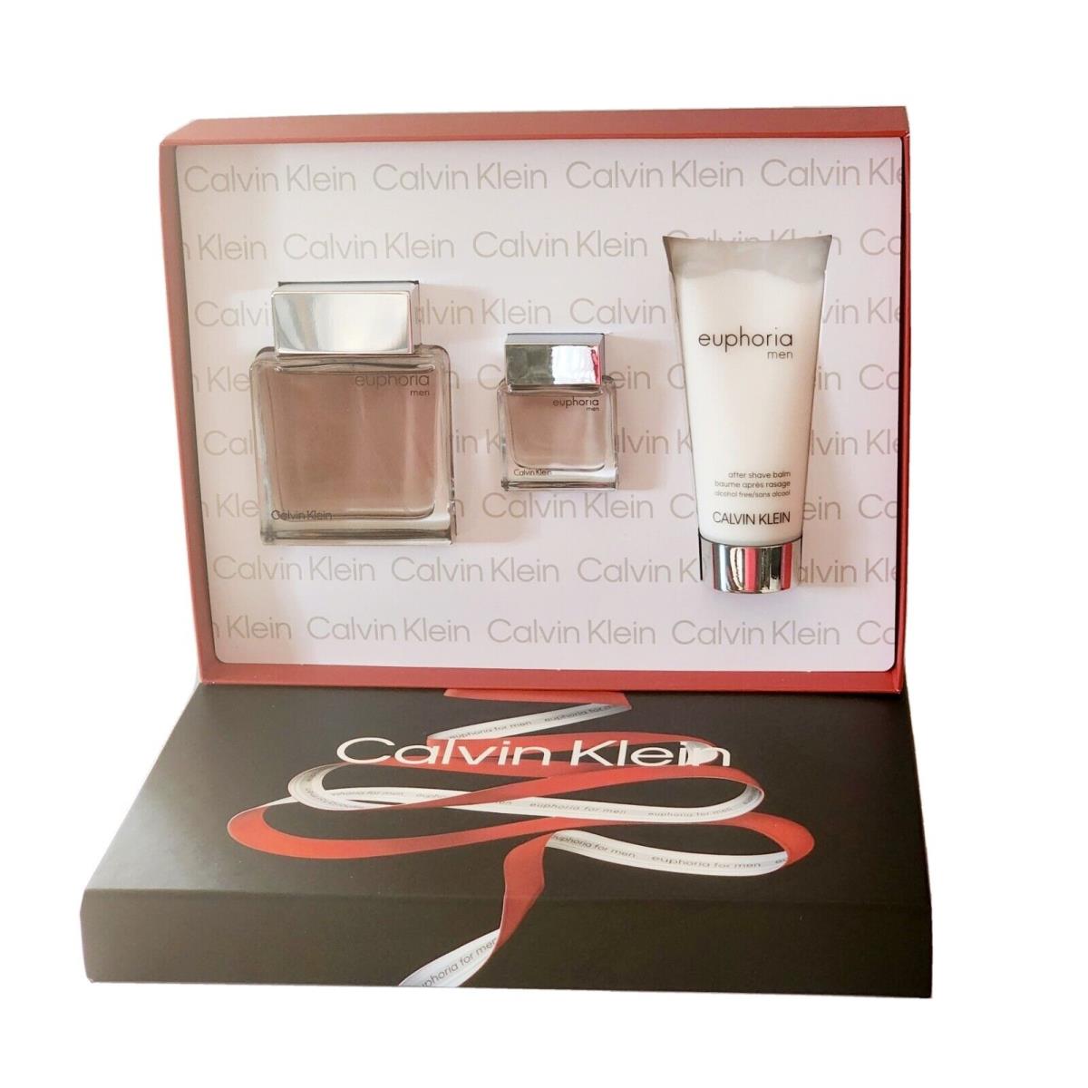 Calvin Klein Euphoria 3PC Gift Set 3.4OZ Edt Spray For Men