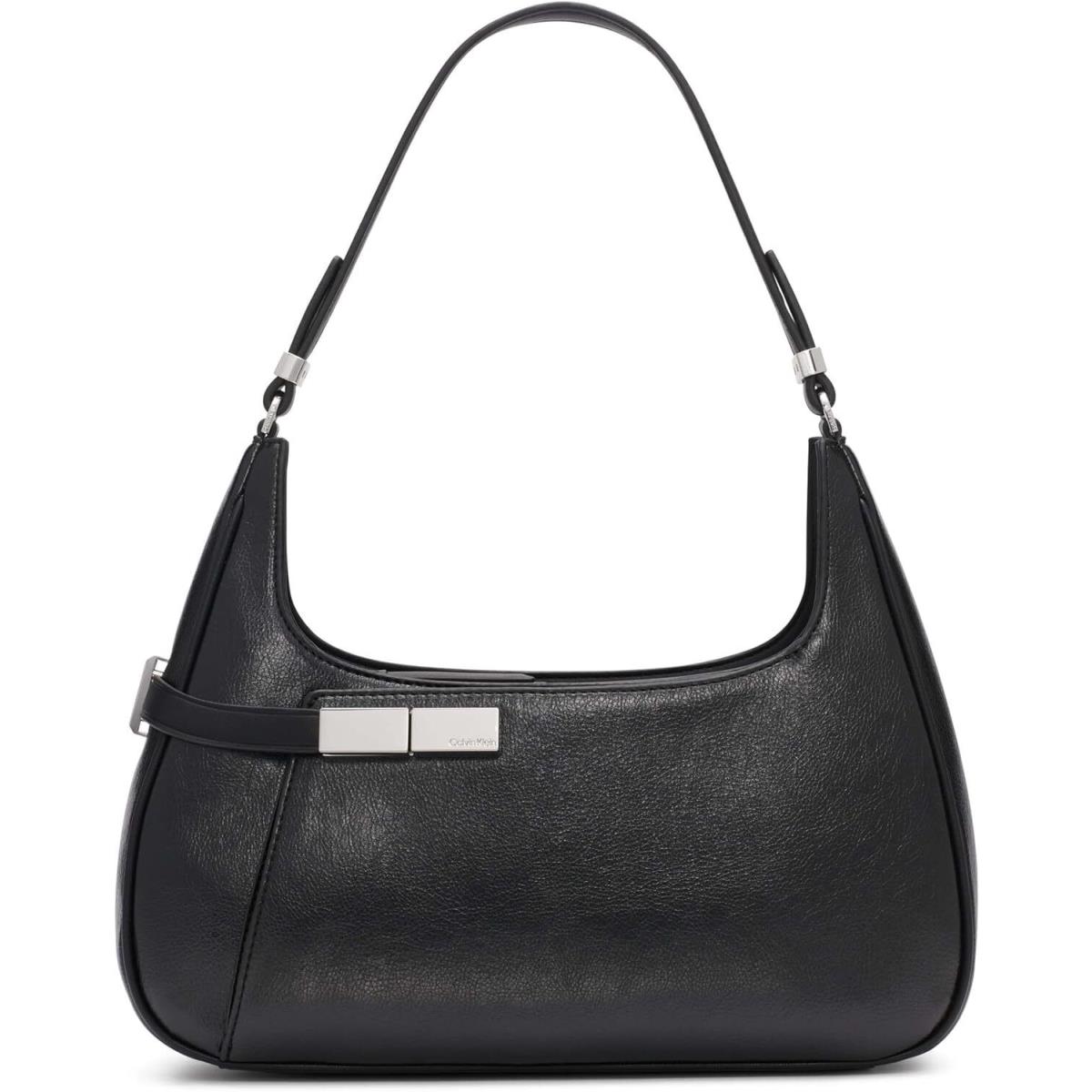 Calvin Klein Jade Top Zip Shoulder Bag One Size Black/silver Waxed