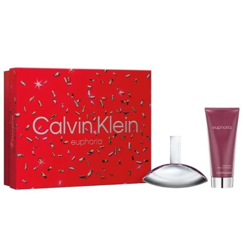 Euphoria by Calvin Klein For Women 2 Pcs Gift Set 1.6 oz Edp Spray + Body Lotion