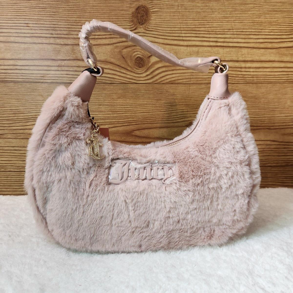 Juicy Couture Dusty Blush Pink Fur Semi Charmed Coho Crossbody Bag Purse