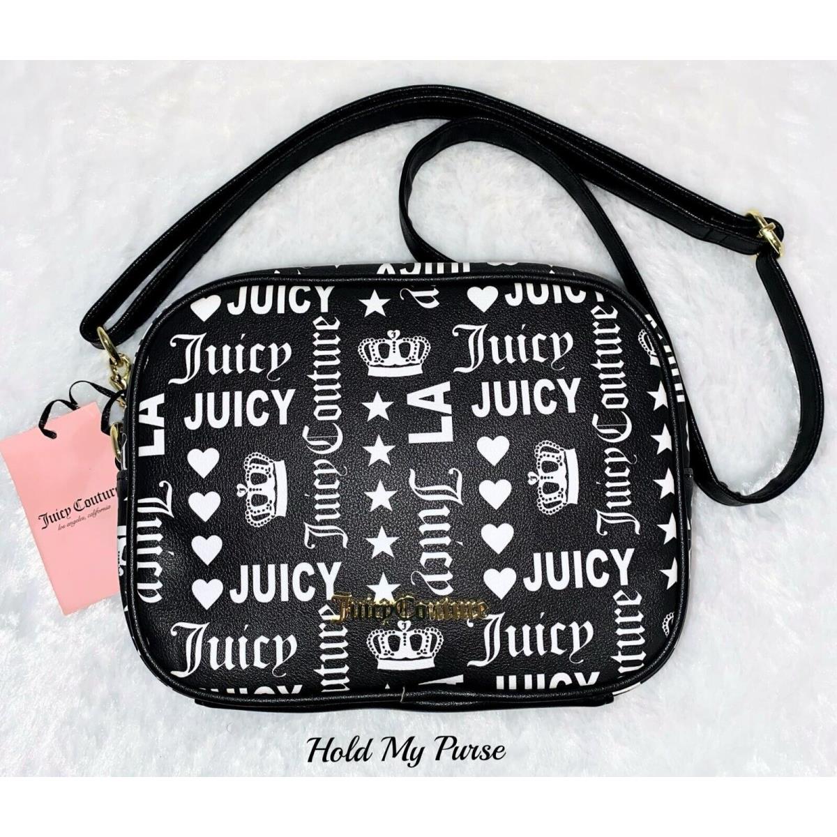 Juicy Couture Purse LA Black White Gothic Logo Crossbody Camera Bag