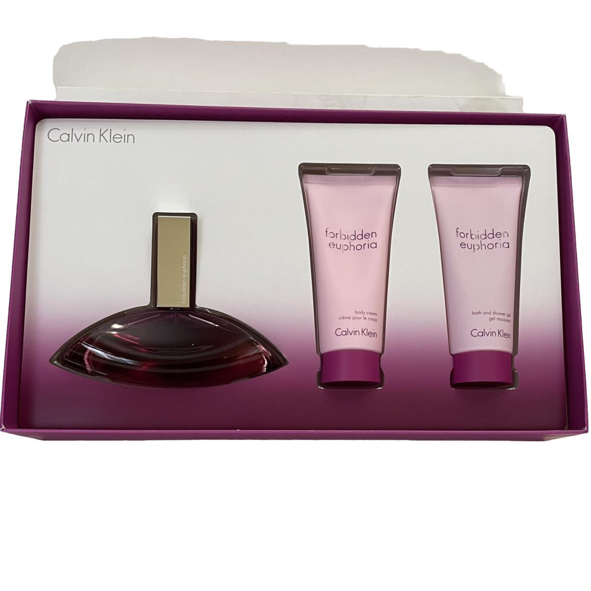 Calvin Klein Forbidden Euphoria 3PCS. Set 3.4oz.PARFUM Sp/ 3.4oz.B/C/ 3.4oz.S/GEL Women