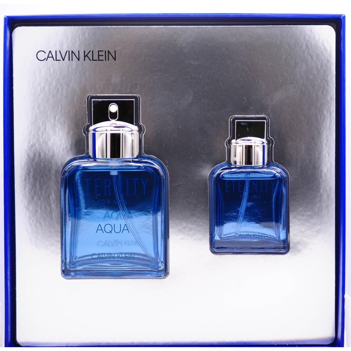 Calvin Klein Eternity Aqua 2pc Set 3.3oz 1oz Edt Cologne Set