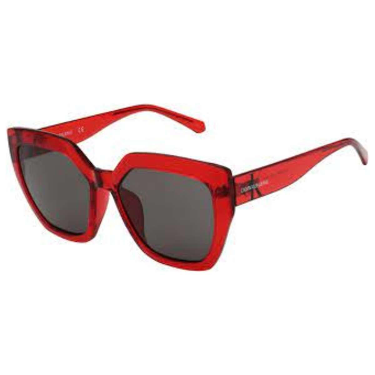 Calvin Klein Jeans Ckj 18509SA 600 Crystal Red Sunglasses with Grey Lenses