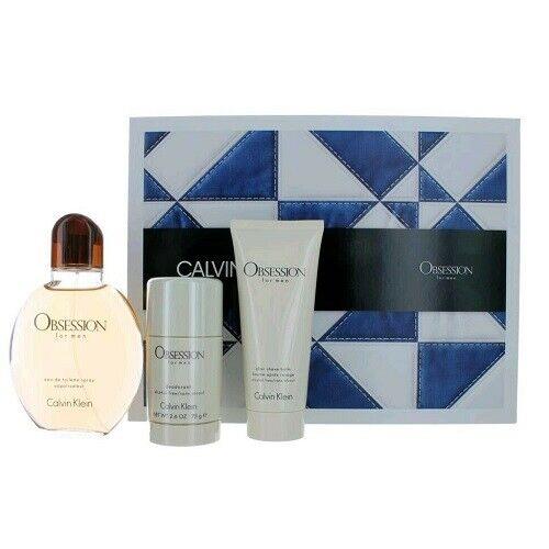 Obsession by Calvin Klein 3pc Gift Set 4.0 oz Cologne + Aftershave + Deodorant