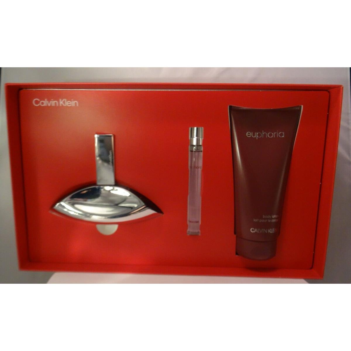 Calvin Klein Euphoria 3PC Set Parfum Spray 3.4 OZ