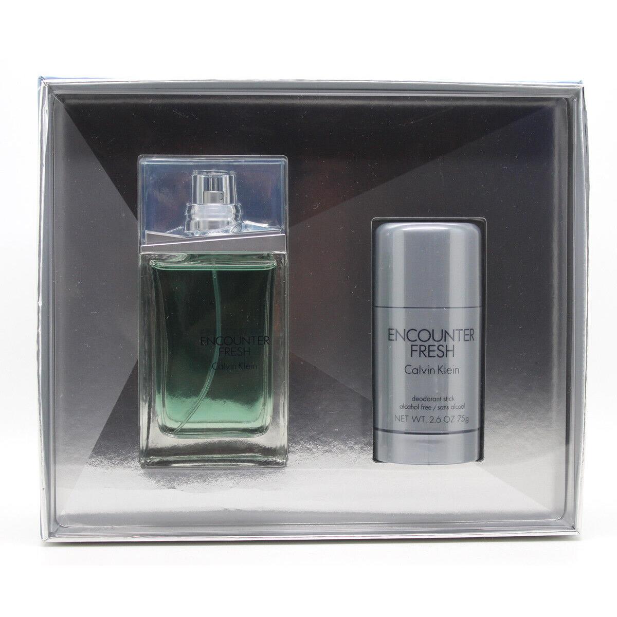 Encounter Fresh by Calvin Klein 2 Pcs. Giftset For Men 3.4 oz + 2.6 oz Deodorant