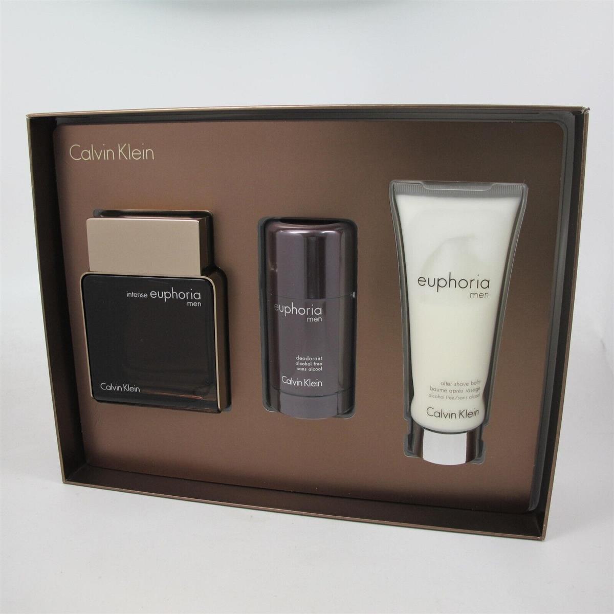 Euphoria Intense by Calvin Klein 3 Pcs Set: 3.4 oz Spray Balm Deo Stick