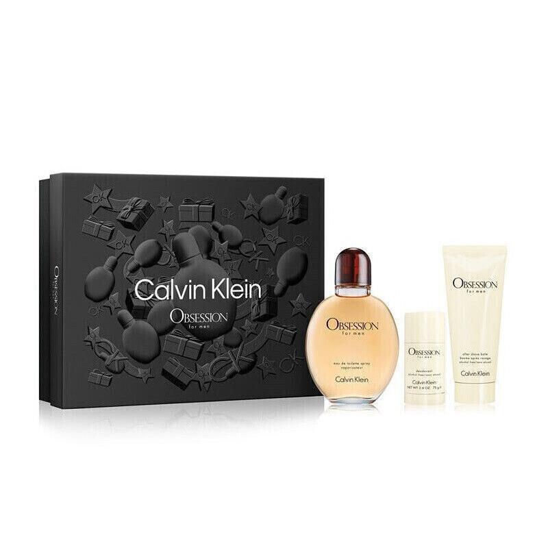 Obsession Calvin Klein 3 Pcs Men 4.0 oz Edt Spray 3.4 oz A/s Balm Deodorant