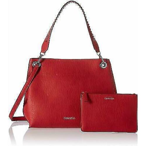 Calvin Klein Raya Bubble Lamb Novelty Woven Chain Hobo Red