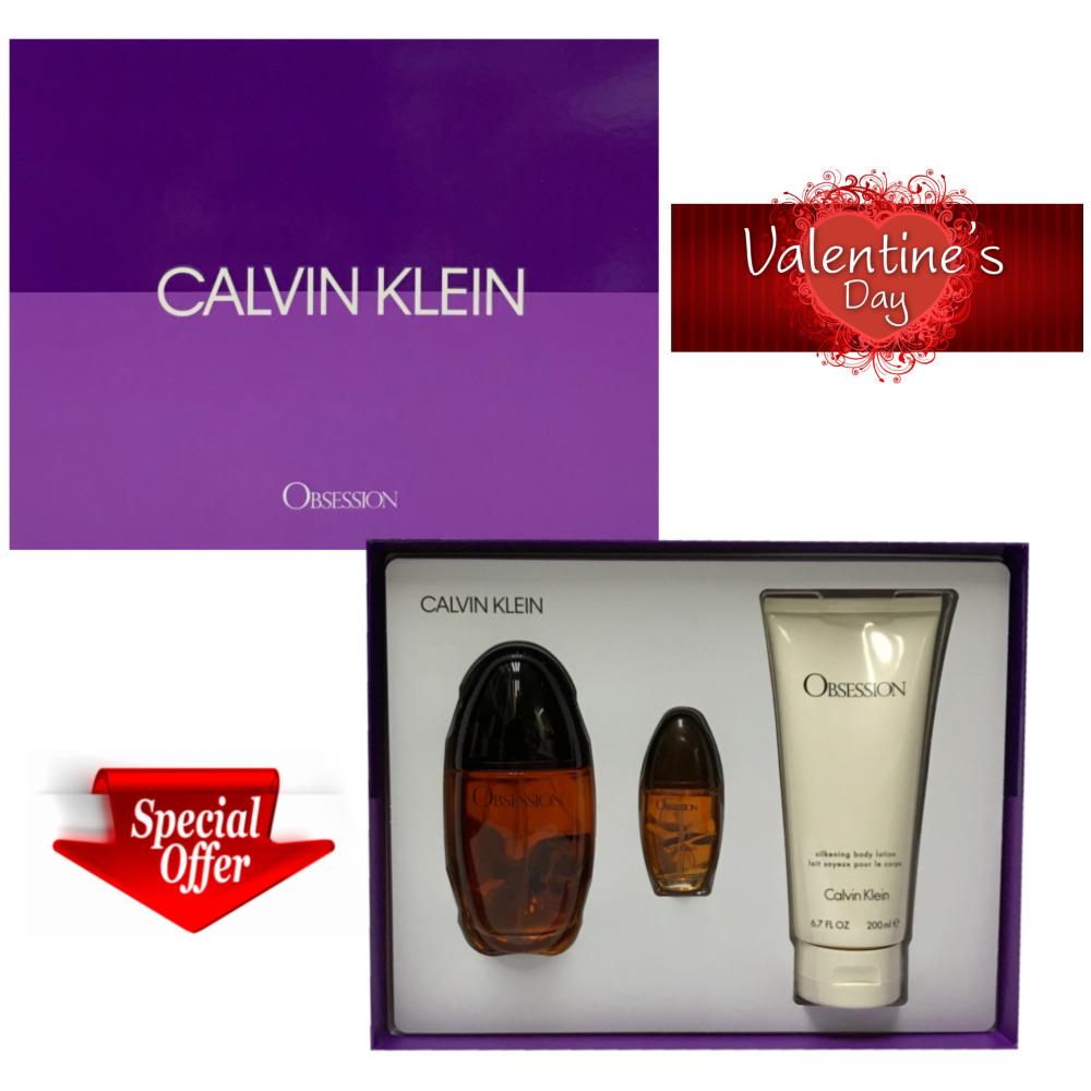 Obsession By Calvin Klein Women 3Pc Set 3.4oz Spray+0.5oz Mini+6.7oz Bodylotion