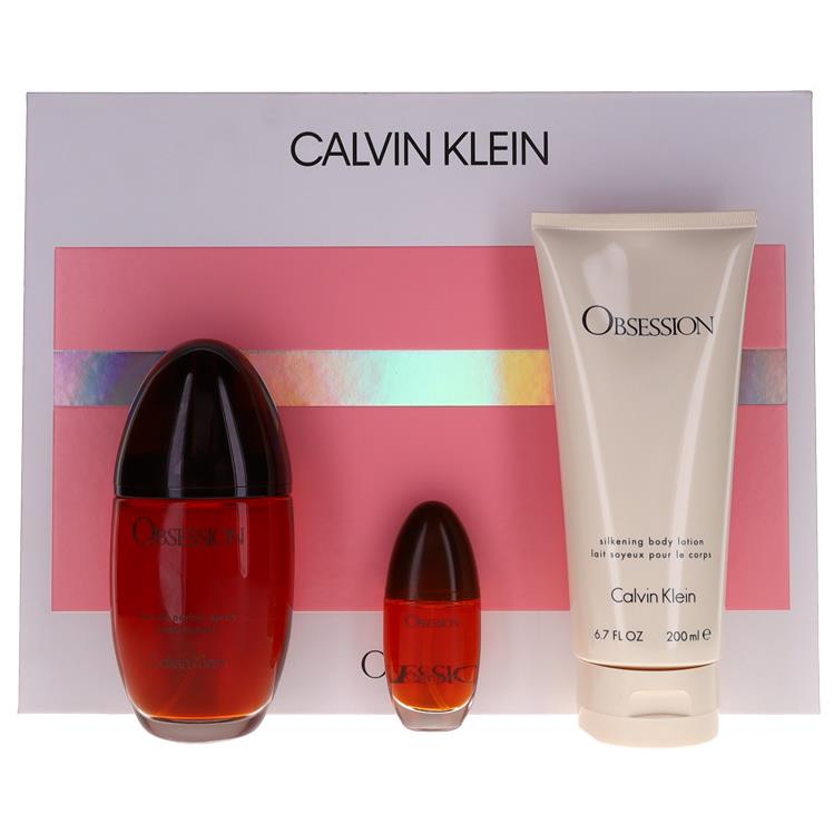 Obsession By Calvin Klein For Women Set: Edp+edp+body Lotion 3.4+0.5+6.7 oz