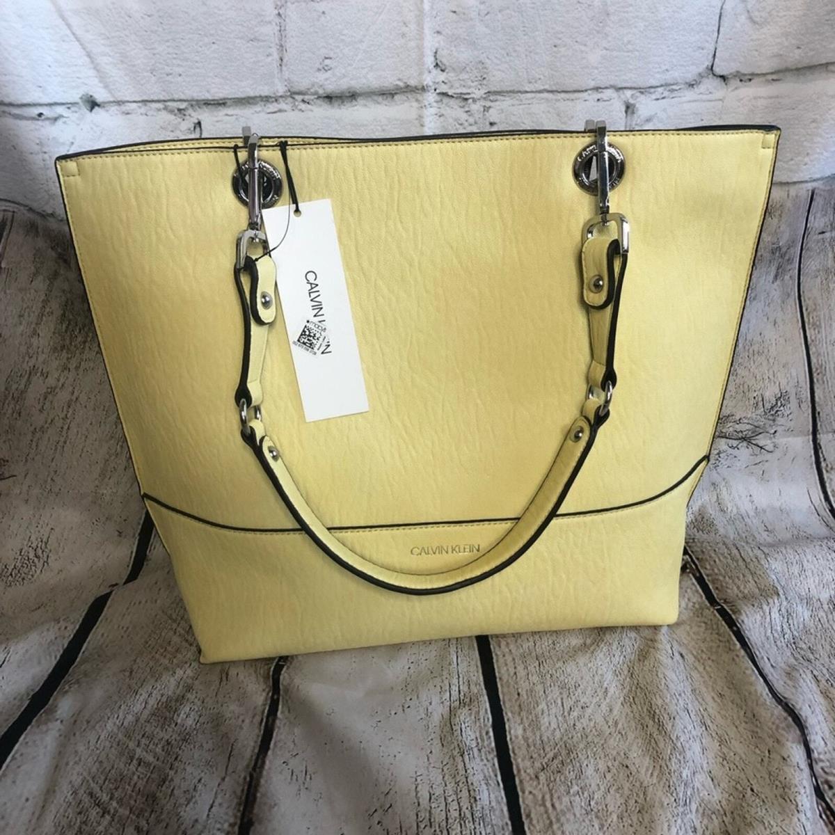 Calvin Klein Large Lemon Yellow Leather Sonoma Tote Bag Silver Hardware