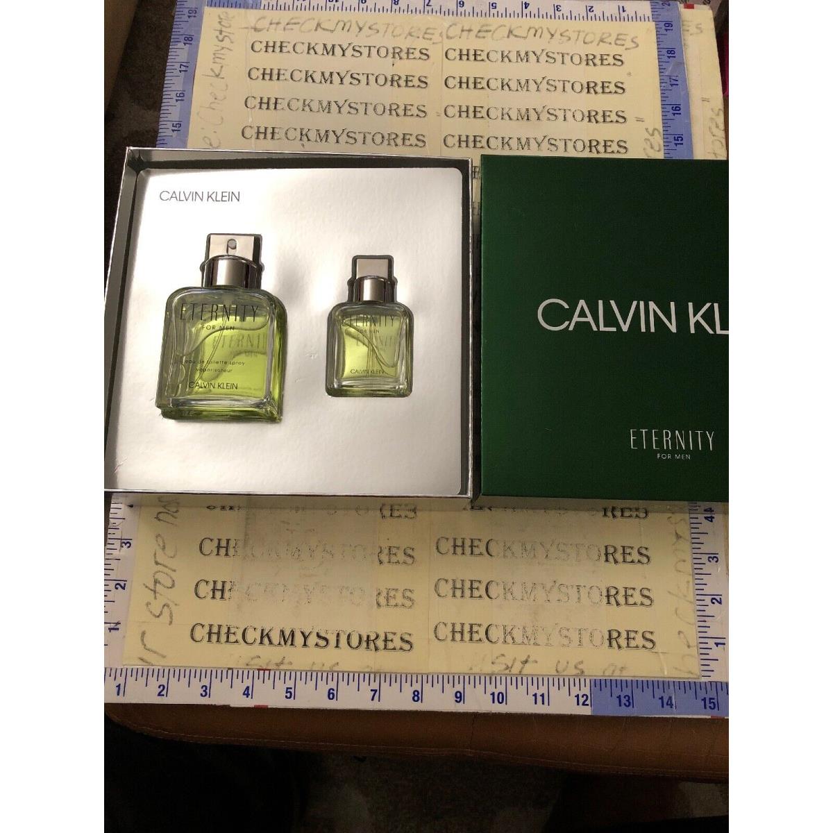 Eternity By Calvin Klein 3.4 Oz Edt SP + 1.0 Oz Edt SP Gift Set Cologne For Men