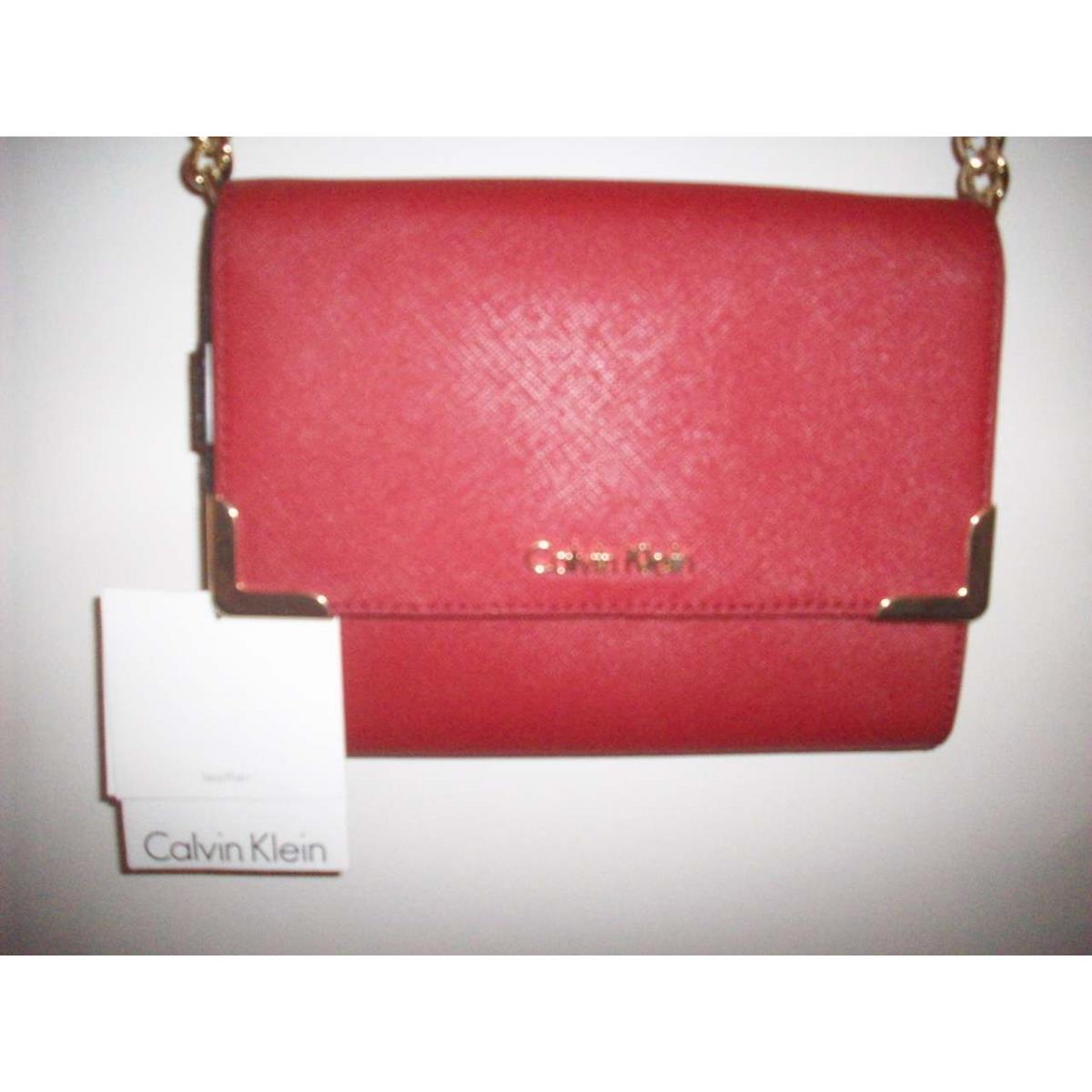 Calvin Klein H4GE12WE Red Red Genuineleather Flap MD Shoulder/crossbody Bag