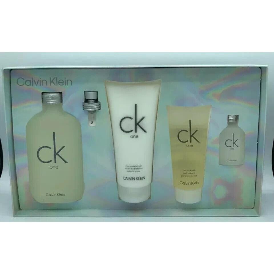 Ck One Calvin Klein Unisex 4 Pcs Set 6.7 oz Edt Spray 0.5 oz Edt BL SG