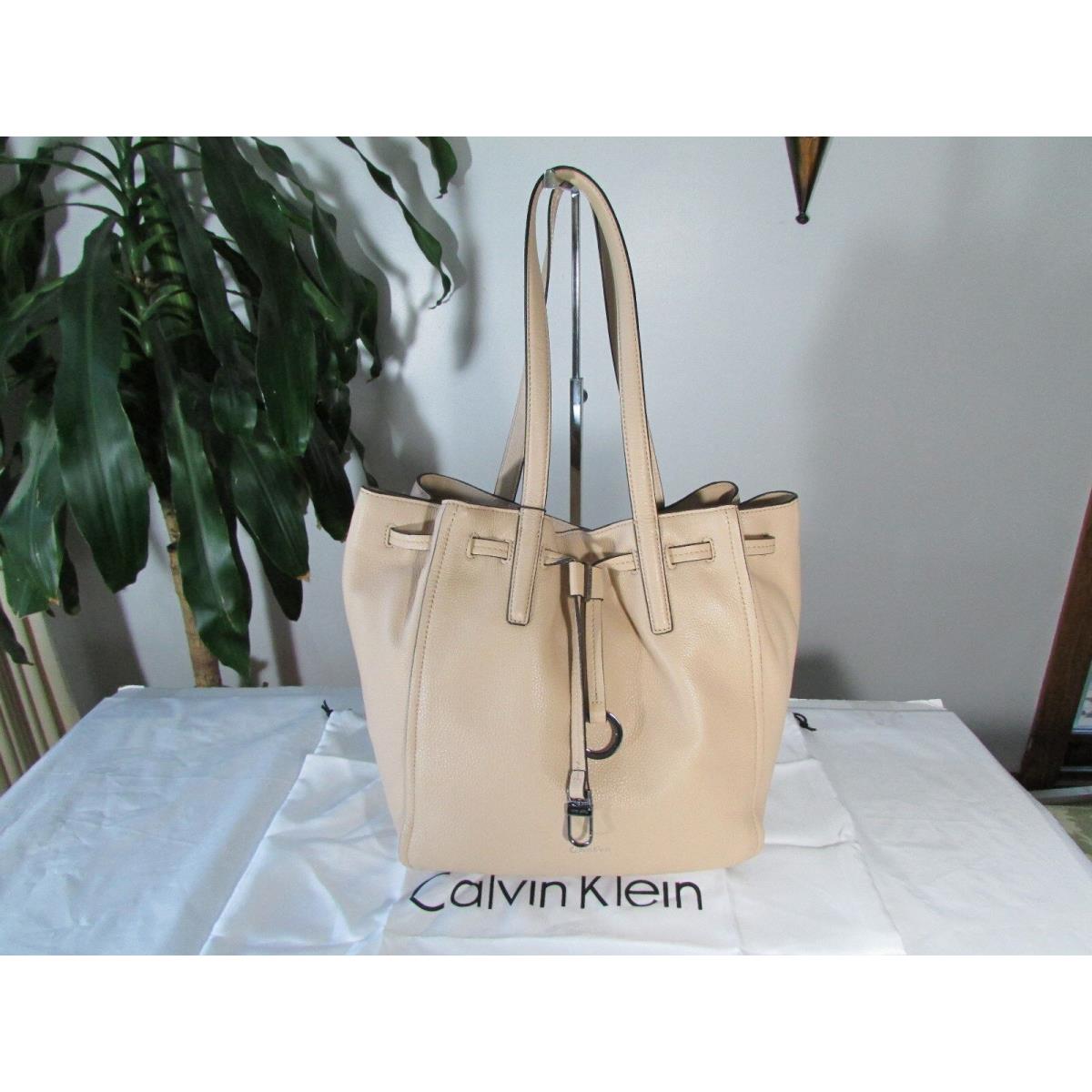 Calvin Klein Pebbled Leather Rudy Large Drawstring Shoulder Tote