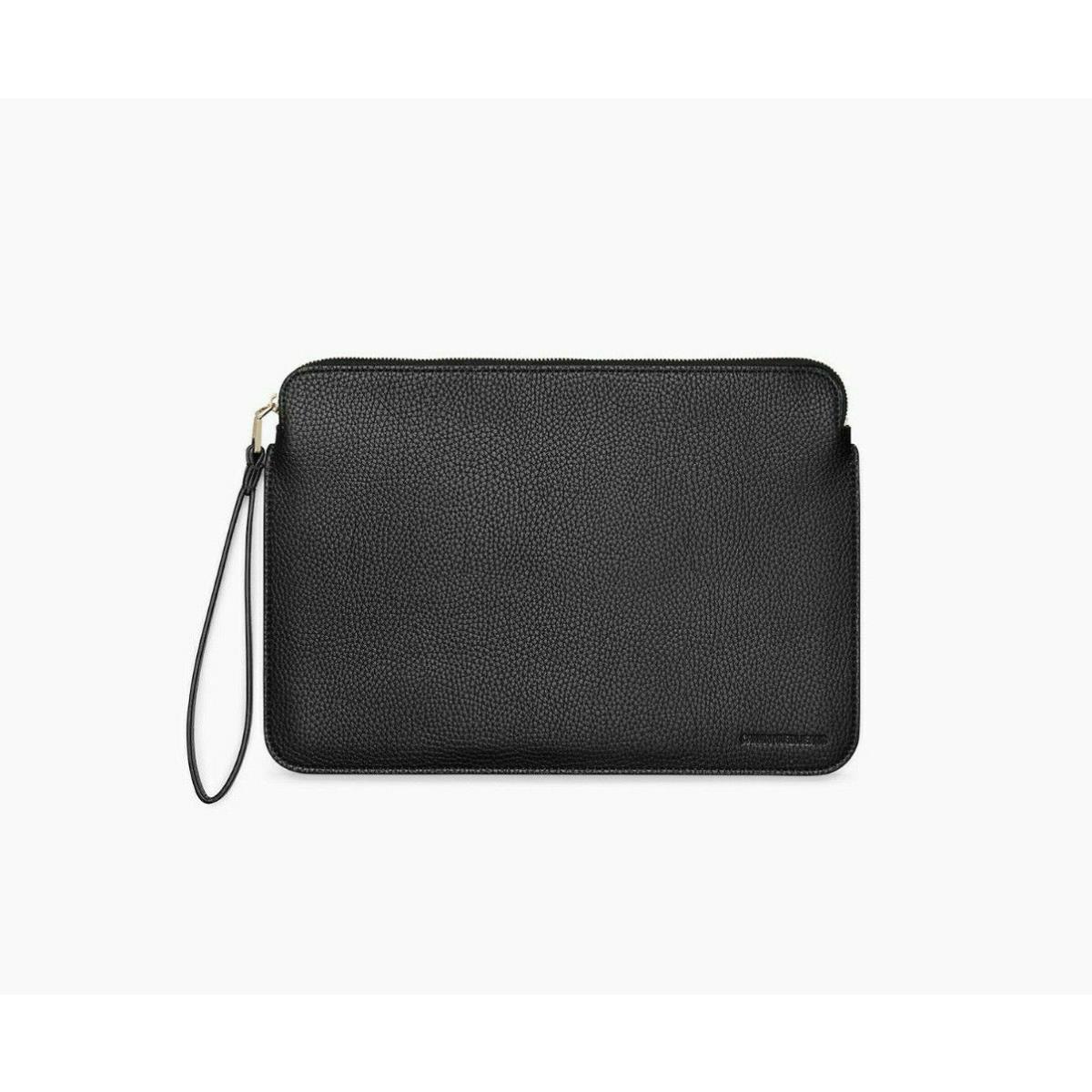 Calvin Klein Women`s Leather Zip Top Wristlet Pouch Black