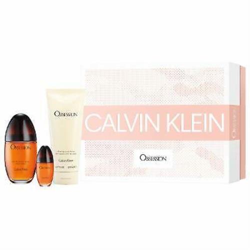 Calvin Klein Obsession 3 Piece Gift Set - 3.4 Oz Eau De Parfum Spray 0.5 Oz Eau