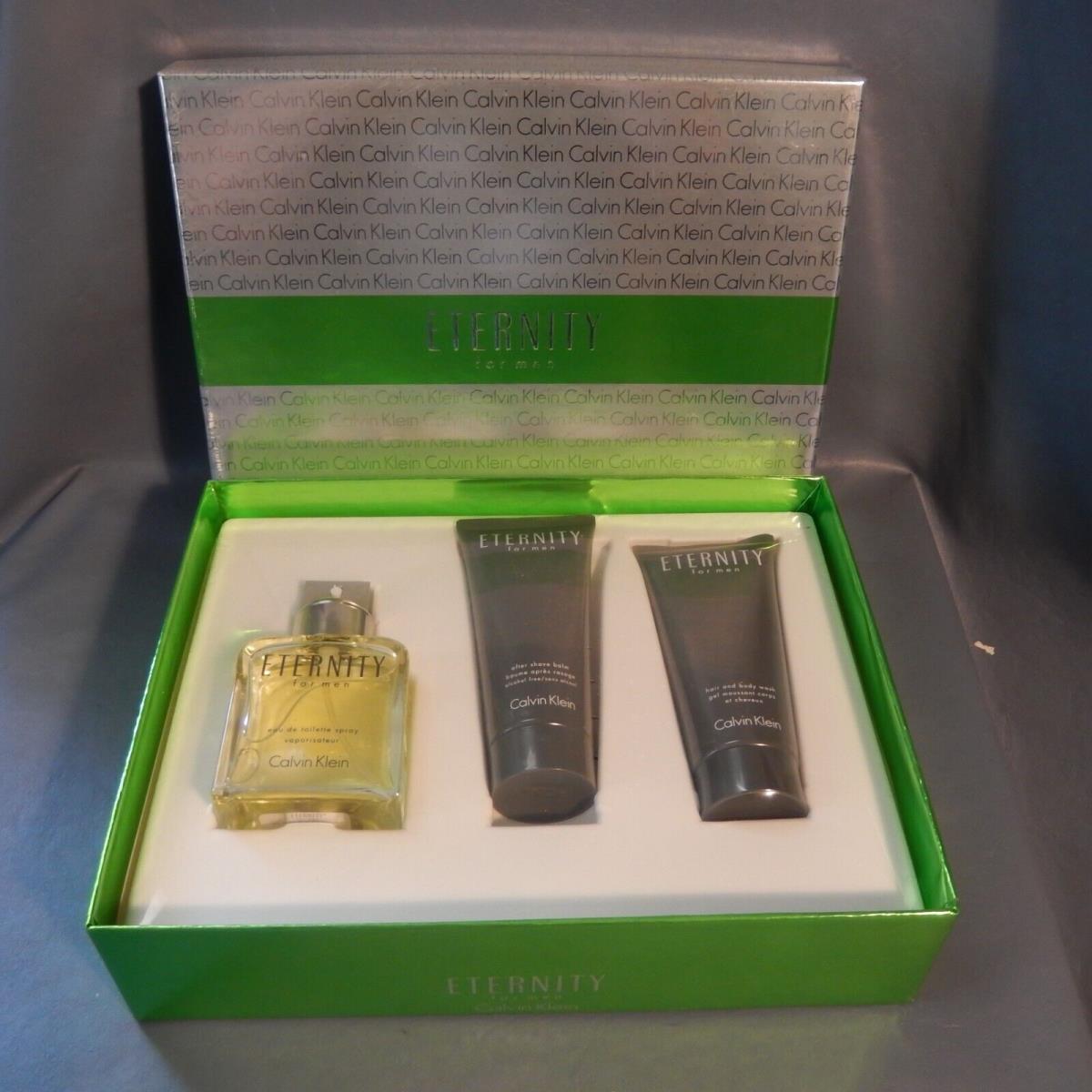 Calvin Klein Eternity Men Gift Set 3.4 oz Toilette Spray Shave Balm Body Wash